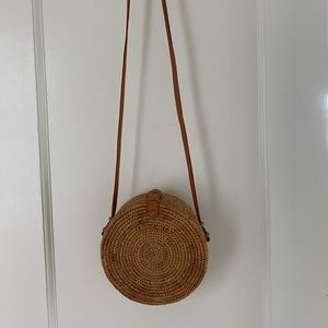 Woven straw circle bag